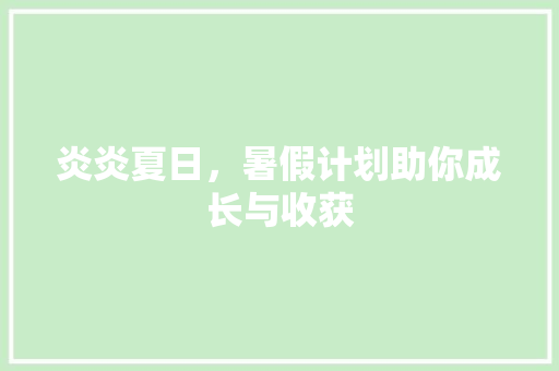 炎炎夏日，暑假计划助你成长与收获