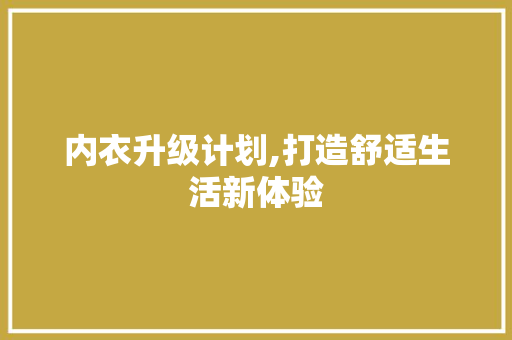 内衣升级计划,打造舒适生活新体验