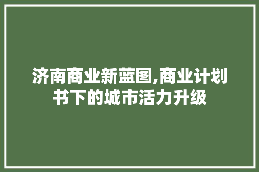 济南商业新蓝图,商业计划书下的城市活力升级