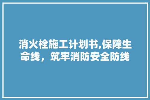 消火栓施工计划书,保障生命线，筑牢消防安全防线 工作总结