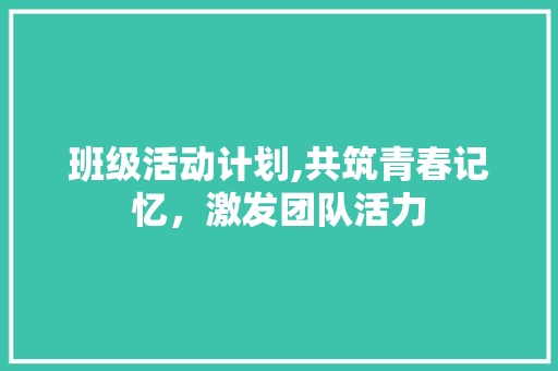 班级活动计划,共筑青春记忆，激发团队活力