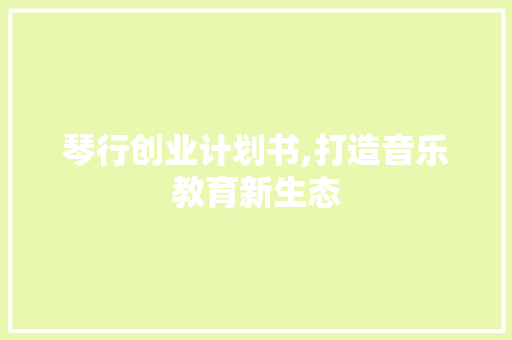 琴行创业计划书,打造音乐教育新生态