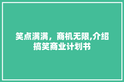 笑点满满，商机无限,介绍搞笑商业计划书