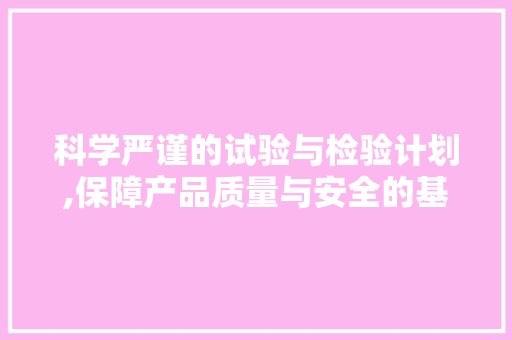 科学严谨的试验与检验计划,保障产品质量与安全的基石