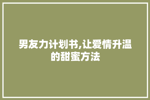 男友力计划书,让爱情升温的甜蜜方法