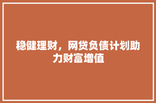 稳健理财，网贷负债计划助力财富增值