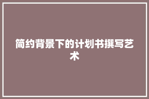 简约背景下的计划书撰写艺术