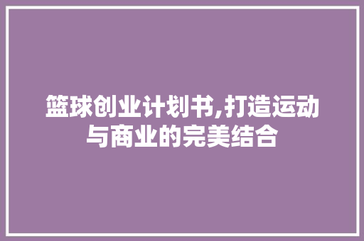 篮球创业计划书,打造运动与商业的完美结合 工作总结