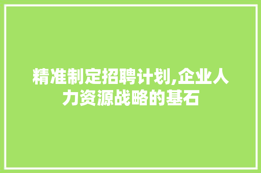 精准制定招聘计划,企业人力资源战略的基石