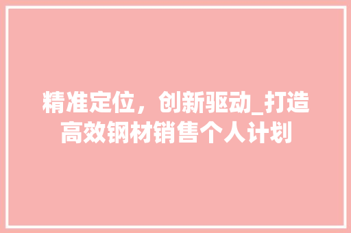 精准定位，创新驱动_打造高效钢材销售个人计划