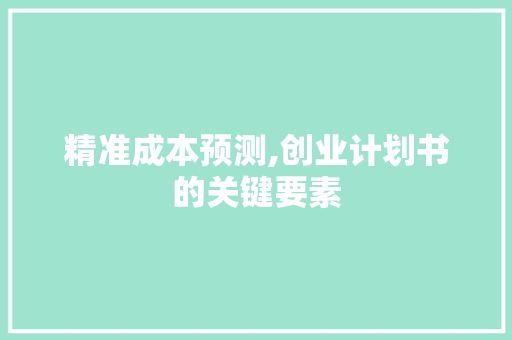 精准成本预测,创业计划书的关键要素 商业文稿