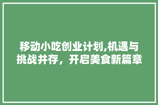 移动小吃创业计划,机遇与挑战并存，开启美食新篇章