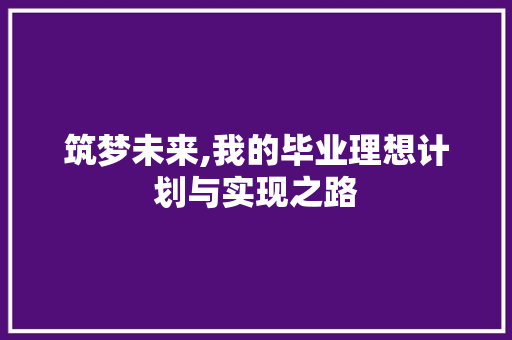 筑梦未来,我的毕业理想计划与实现之路