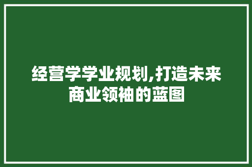 经营学学业规划,打造未来商业领袖的蓝图