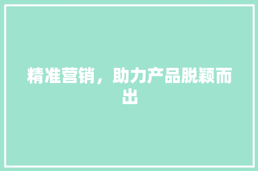 精准营销，助力产品脱颖而出
