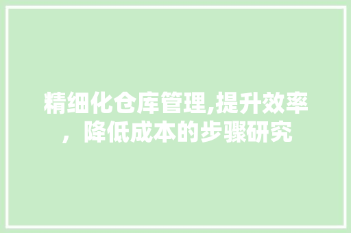 精细化仓库管理,提升效率，降低成本的步骤研究