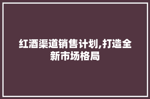 红酒渠道销售计划,打造全新市场格局 工作报告