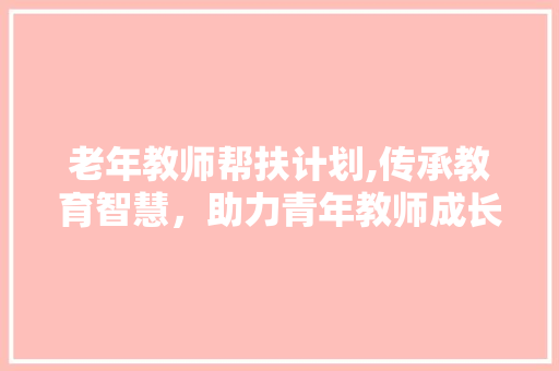 老年教师帮扶计划,传承教育智慧，助力青年教师成长
