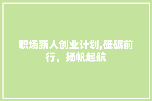 职场新人创业计划,砥砺前行，扬帆起航 工作报告