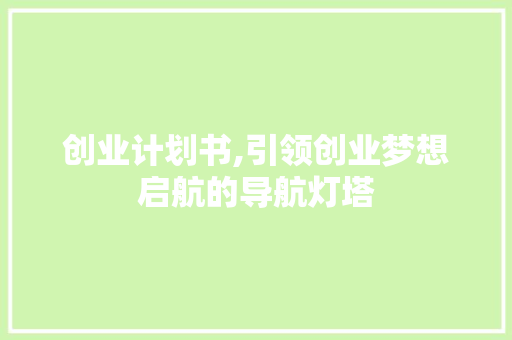 创业计划书,引领创业梦想启航的导航灯塔
