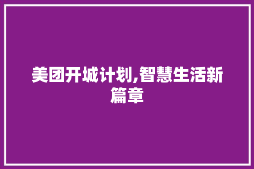 美团开城计划,智慧生活新篇章