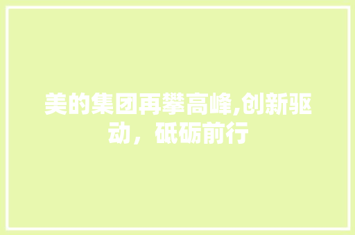美的集团再攀高峰,创新驱动，砥砺前行