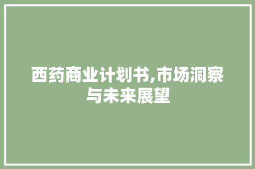 西药商业计划书,市场洞察与未来展望