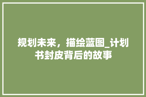 规划未来，描绘蓝图_计划书封皮背后的故事