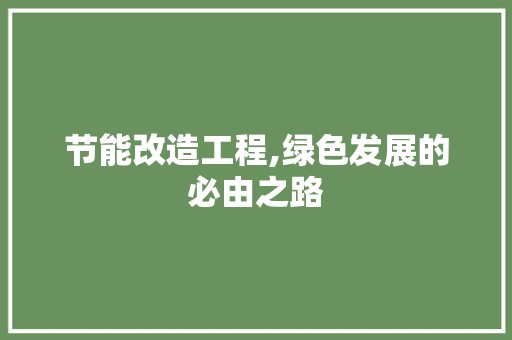 节能改造工程,绿色发展的必由之路