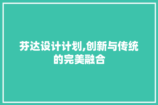芬达设计计划,创新与传统的完美融合 采访稿