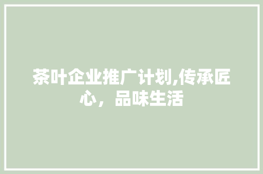 茶叶企业推广计划,传承匠心，品味生活