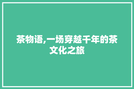 茶物语,一场穿越千年的茶文化之旅