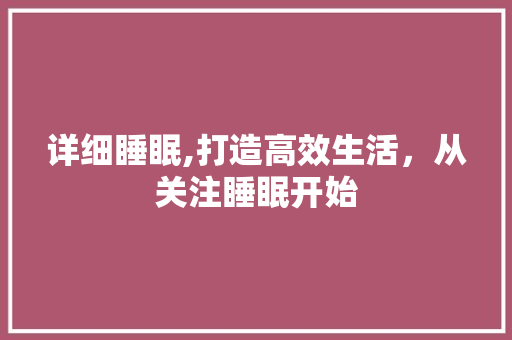 详细睡眠,打造高效生活，从关注睡眠开始