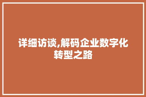详细访谈,解码企业数字化转型之路