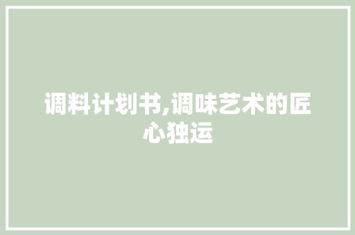 调料计划书,调味艺术的匠心独运