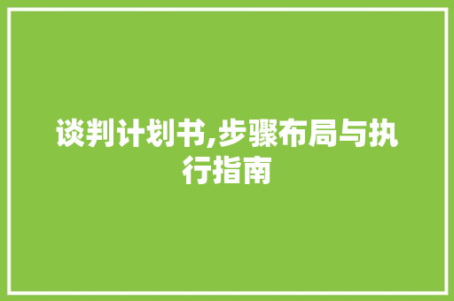 谈判计划书,步骤布局与执行指南