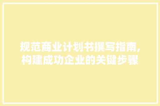 规范商业计划书撰写指南,构建成功企业的关键步骤 工作报告