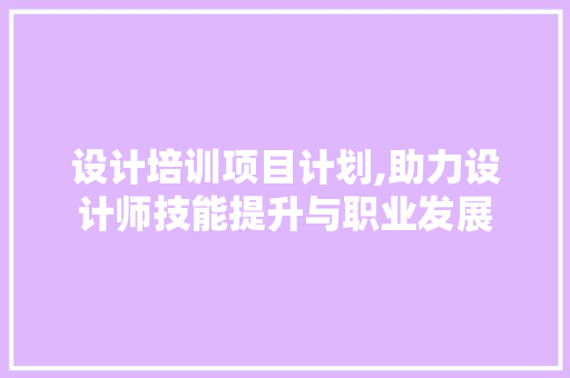 设计培训项目计划,助力设计师技能提升与职业发展