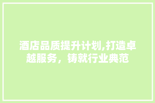 酒店品质提升计划,打造卓越服务，铸就行业典范