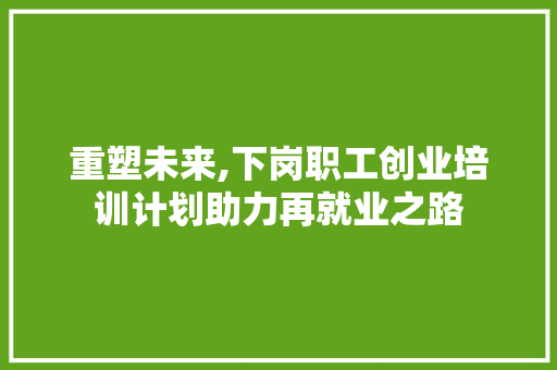 重塑未来,下岗职工创业培训计划助力再就业之路