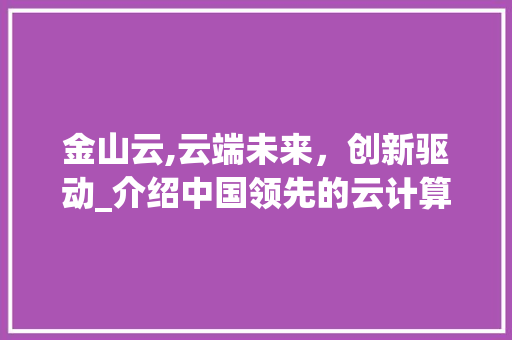 金山云,云端未来，创新驱动_介绍中国领先的云计算创业之路