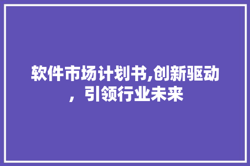 软件市场计划书,创新驱动，引领行业未来