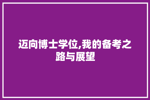 迈向博士学位,我的备考之路与展望