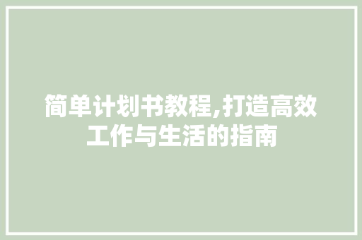 简单计划书教程,打造高效工作与生活的指南