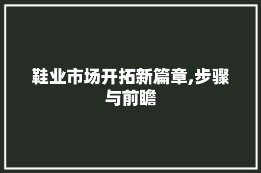 鞋业市场开拓新篇章,步骤与前瞻