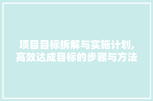 项目目标拆解与实施计划,高效达成目标的步骤与方法