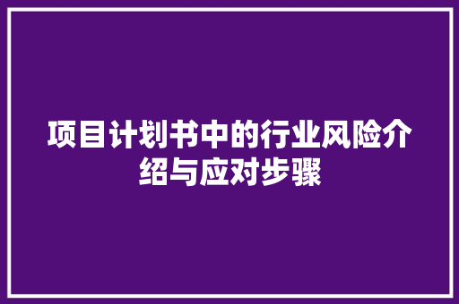项目计划书中的行业风险介绍与应对步骤