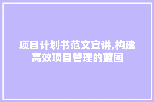 项目计划书范文宣讲,构建高效项目管理的蓝图