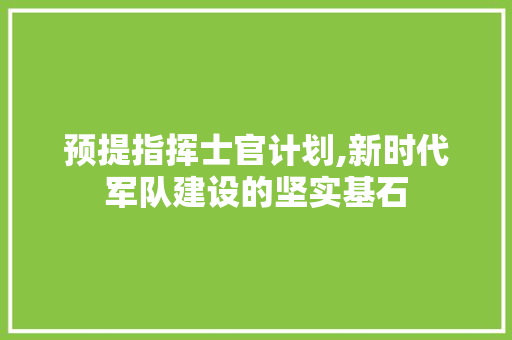 预提指挥士官计划,新时代军队建设的坚实基石 特写稿