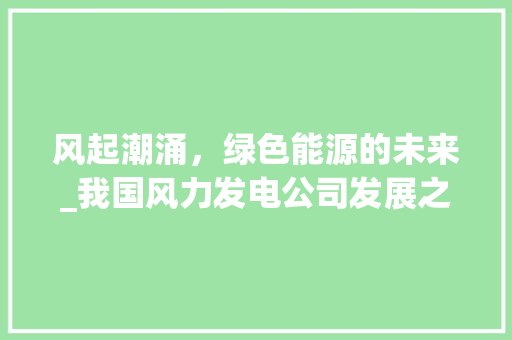 风起潮涌，绿色能源的未来_我国风力发电公司发展之路